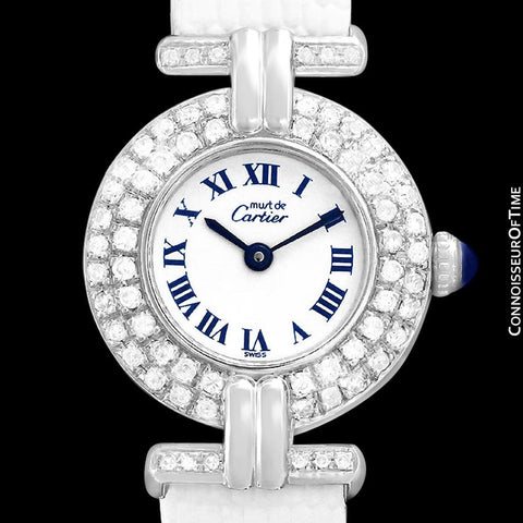 Cartier Colisee Ladies Vendome Vermeil Watch - 18K White Gold over Sterling Silver with Diamonds