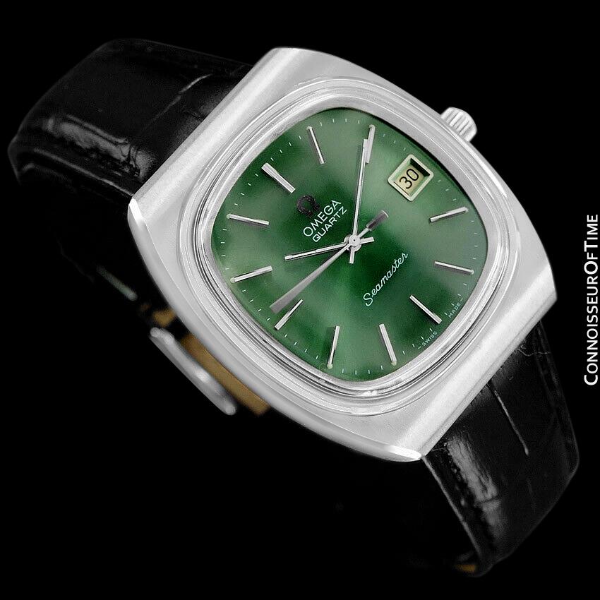 1978 Omega Seamaster Vintage Mens Quartz Date Watch with Green