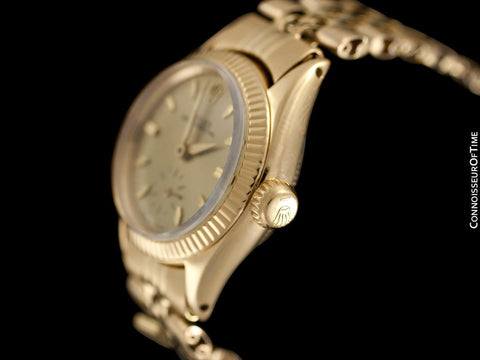 1960 Rolex Vintage Ladies Oyster Perpetual Champagne Dial Watch - 18K Gold