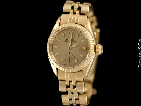 1960 Rolex Vintage Ladies Oyster Perpetual Champagne Dial Watch - 18K Gold