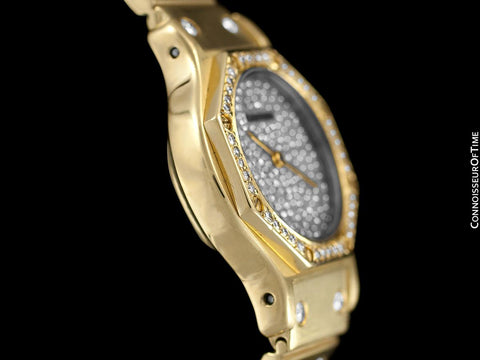 Cartier Santos Octagon Ladies Watch, Automatic Watch - 18K Gold & 1.5 Carats of Diamonds