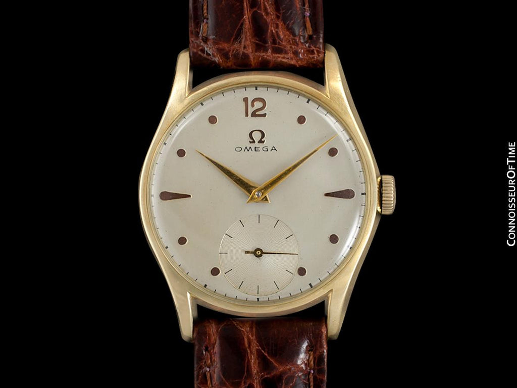 1950 Omega Vintage Mens 30T2 Based Dress Watch - 14K Solid Gold - Connoisseur of Time 1950 Omega Vintage Mens 30T2 Based Dress Watch - 14K Solid Gold - Connoisseur of Time