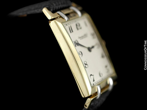 1915 IWC Vintage Mens Art Deco Massive 47mm Rectangular Watch - 18K Yellow & White Gold