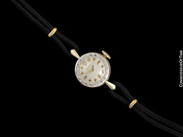 1950's Rolex Ladies Vintage Watch with Rare Star Dial - 14K Gold