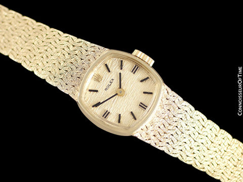 1970's Rolex Vintage Ladies Dress 14K Gold & Diamond Watch - Papers & Box