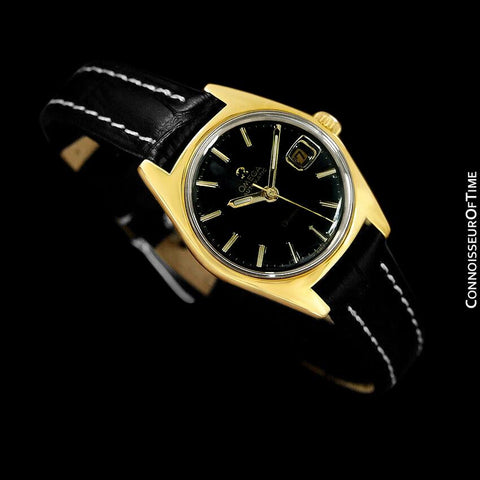 1970 Omega Geneve Vintage Ladies Automatic Retro Watch - 18K Gold Plated & Stainless Steel