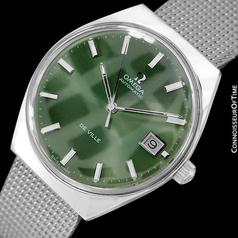 1970's Omega De Ville Vintage Mens Automatic Classic Retro Money Green Dial Watch - Stainless Steel