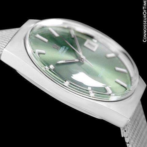1970's Omega De Ville Vintage Mens Automatic Classic Retro Money Green Dial Watch - Stainless Steel