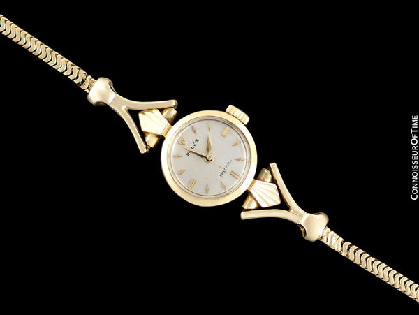 1957 Rolex Ladies Vintage Watch, 18K Gold - Rare & Beautiful Crown Design