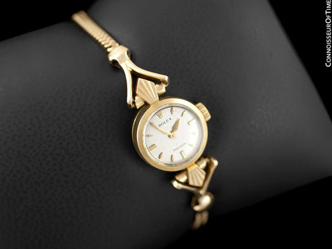 1957 Rolex Ladies Vintage Watch, 18K Gold - Rare & Beautiful Crown Design