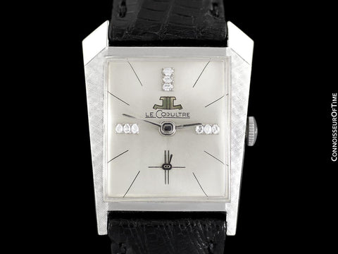 1965 Jaeger-LeCoultre Vintage Mens Asymmetrical Watch - 14K White Gold & Diamonds