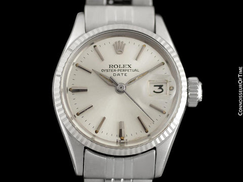 1963 Rolex Classic Vintage Ladies Date Datejust Watch, Silver Dial - Stainless Steel & 18K White Gold