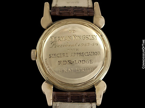1954 Ulysse Nardin Mens Vintage Chronometer Watch with Special Case - 14K Gold