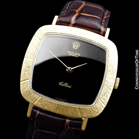 1973 Rolex Cellini Vintage Mens Midsize Handwound TV Watch, Ref. 3805 - 18K Gold