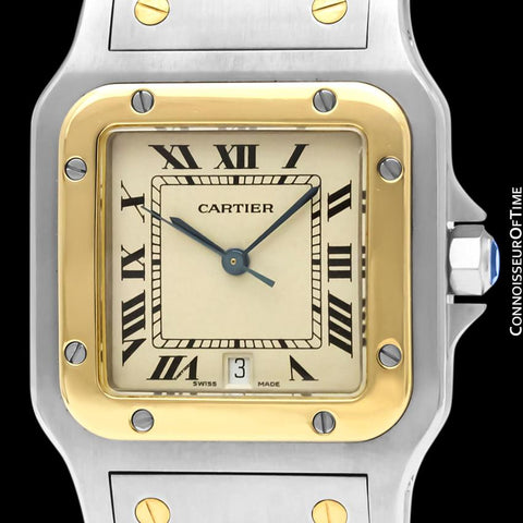 Cartier Santos Galbee Mens Two-Tone Bracelet Watch with Date - Stainless Steel & 18K Gold