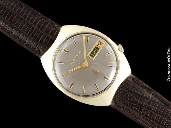 1963 Bulova Accutron Vintage Mens Day Date Watch - Solid 14K Gold