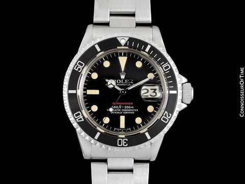 1970 Rolex Submariner Vintage Mens Ref. 1680 Watch with Red Letter Dial - Stainless Steel
