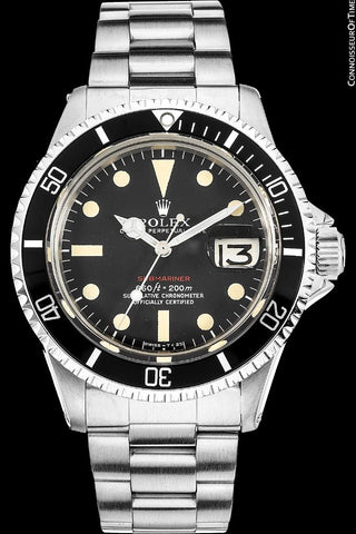 1970 Rolex Submariner Vintage Mens Ref. 1680 Watch with Red Letter Dial - Stainless Steel