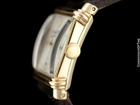 1945 IWC For Black, Starr & Gorham Vintage Art Deco Mens Top Hat Wristwatch - 14K Gold