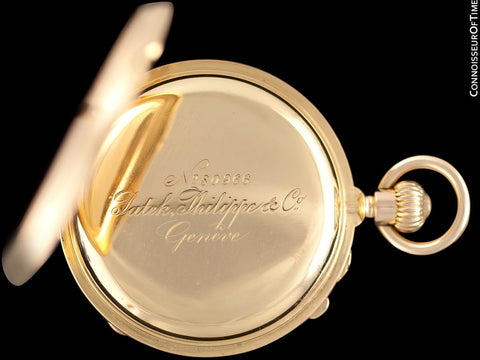1890 Patek Philippe Split-Second Chronograph Vintage / Antique Mens 50mm Pocket Watch - 18K Gold