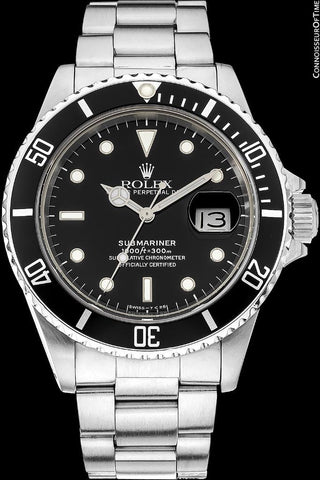 1987 Rolex Submariner "Triple Zero" Vintage Mens Ref. 168000 Stainless Steel Watch - Boxes & Booklet