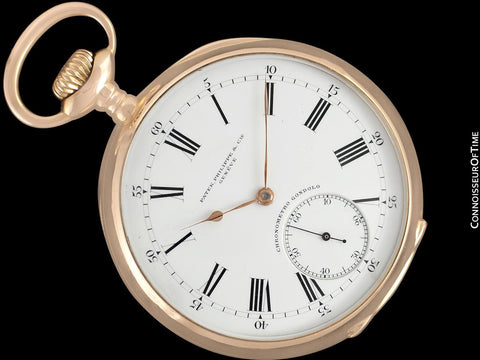 1910 Patek Philippe Chronometro Gondolo Vintage / Antique Mens 51mm Pocket Watch - 18K Rose Gold