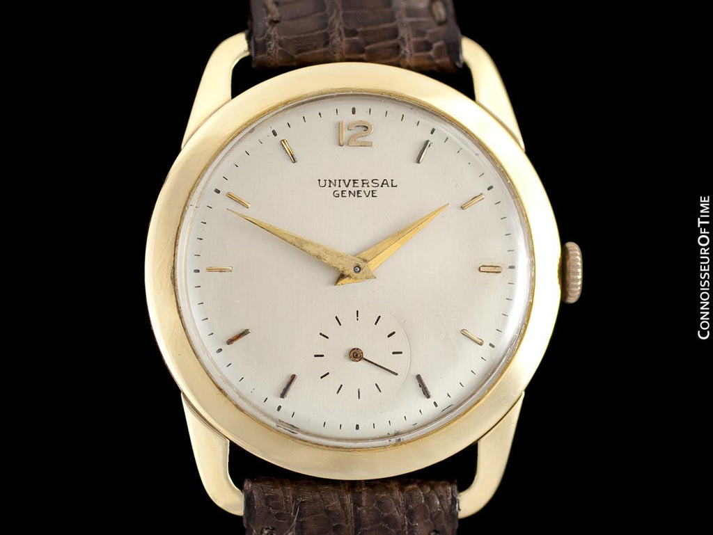 1947 Universal Geneve Vintage Mens Full Size Dress Watch - 18K Gold - Connoisseur of Time 1947 Universal Geneve Vintage Mens Full Size Dress Watch - 18K Gold - Connoisseur of Time