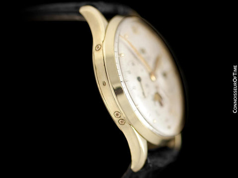 1948 Universal Geneve Vintage Mens Triple Date Moon Phase Calendar Watch - 14K Gold