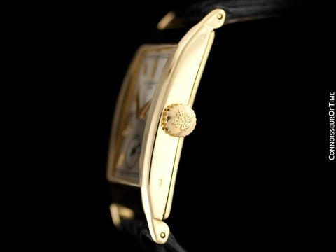1939 Patek Philippe "Tegolino" Vintage Mens Rectangular Watch - 18K Gold