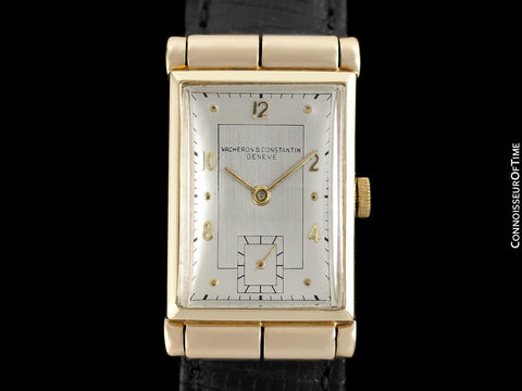 1930's Vacheron & Constantin Mens Vintage Rectangular Watch with Hooded Lugs - 14K Gold