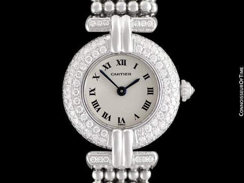 Cartier Colisee (Rivoli) Ladies Bracelet Watch - 18K White Gold & Cartier Factory Set Diamonds