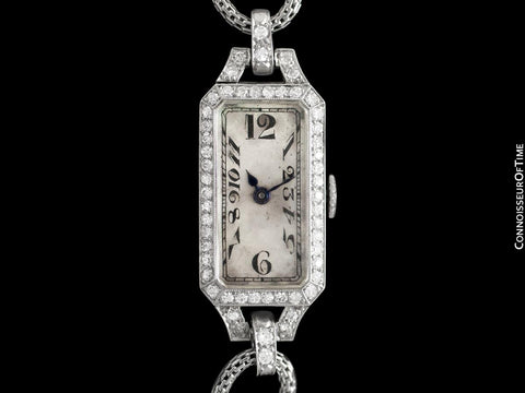 1922 Patek Philippe Likely for Tiffany Vintage Art Nouveau Ladies Watch with Papers - Platinum & Diamonds