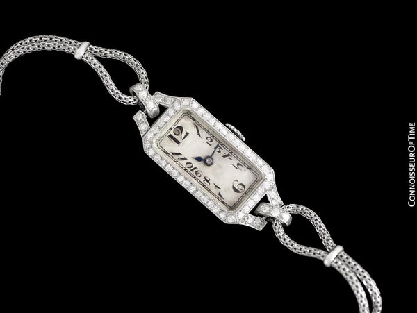 1922 Patek Philippe Likely for Tiffany Vintage Art Nouveau Ladies Watch with Papers - Platinum & Diamonds