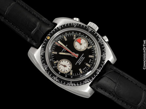 1960's Croton Vintage Mens Retro Panda Dial "Paul Newman" Sea Diver Aviator Chronomaster Chronograph Watch - Stainless Steel