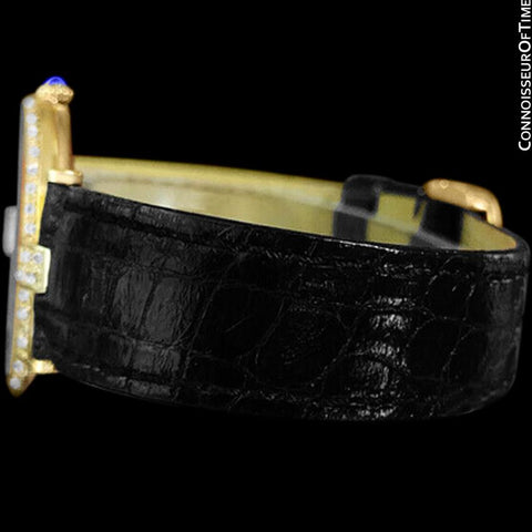 Must De Cartier Vendome Mens Midsize Unisex Vermeil Watch - 18K Gold Over Sterling Silver & Diamonds