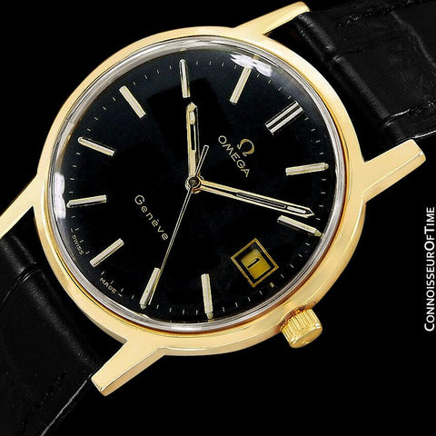 1973 Omega Geneve Vintage Mens Waterproof Style Watch - 18K Gold Plated & Stainless Steel