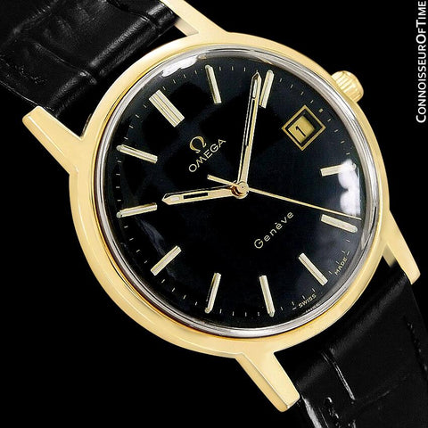 1973 Omega Geneve Vintage Mens Waterproof Style Watch - 18K Gold Plated & Stainless Steel