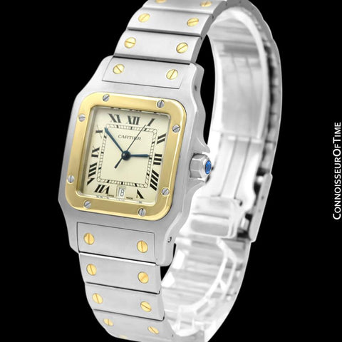 Cartier Santos Galbee Mens Two-Tone Bracelet Stainless Steel & 18K Gold Watch - Box & Papers