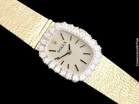 1970's Rolex Vintage Ladies Dress Watch - 14K Gold & Diamonds