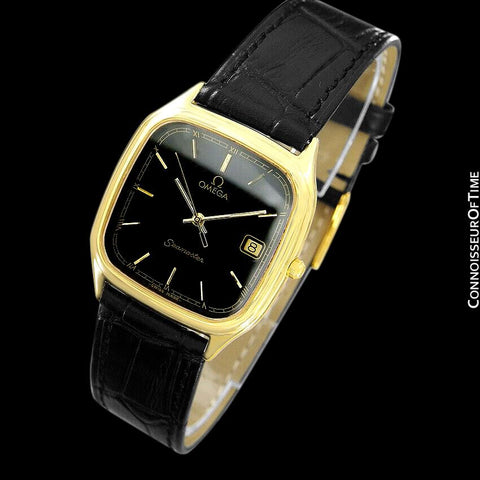 1986 Omega Semaster Brest Vintage Mens Retro Quartz Watch - 18K Gold Plated & Stainless Steel