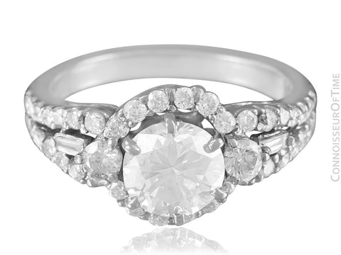 18K White Gold & Natural Diamond Halo Engagement Wedding Ring, 1.74 CT TDW - $11,000 Appraisal