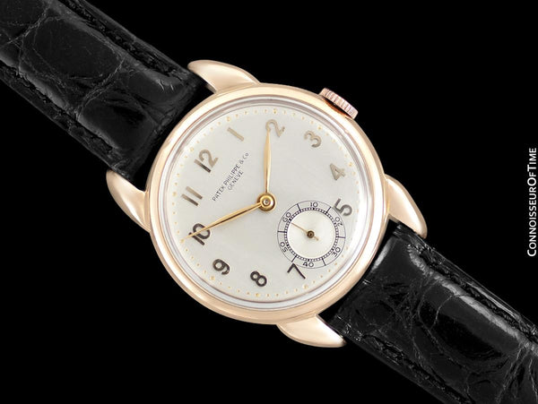 1940's Patek Philippe Vintage Art Deco Mens Watch with Period Case - 14K Rose Gold