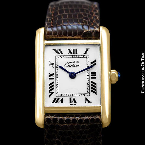 Cartier Vintage Ladies Tank Quartz Watch - Gold Vermeil, 18K Gold over Sterling Silver