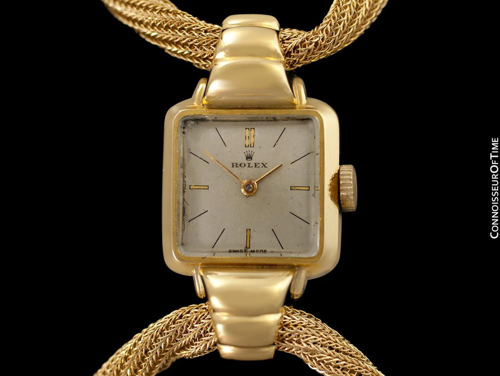 1945 Rolex Vintage Ladies Dress Watch with Bracelet - 18K Gold - Connoisseur of Time 1945 Rolex Vintage Ladies Dress Watch with Bracelet - 18K Gold - Connoisseur of Time