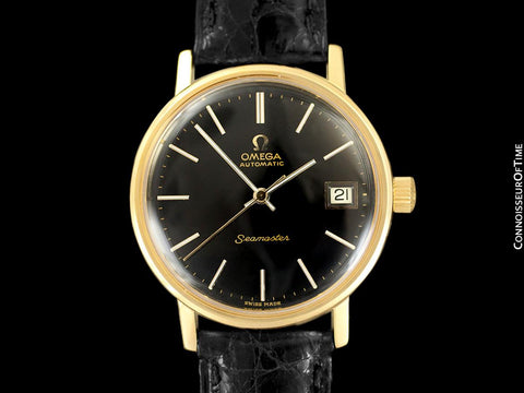 1975 Omega Vintage Seamaster Mens Watch, Automatic, Date - 18K Gold Plated & Stainless Steel