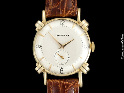 1948 Longines Vintage Mens Midsize Watch with Knot Lugs - 14K Gold