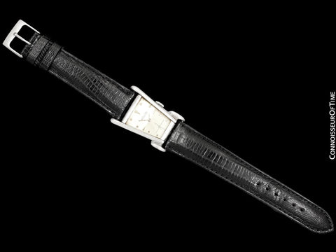 1949 LeCoultre Vintage Mens Watch, Rare White 10K Gold Filled, Grasshopper - The Aristocrat