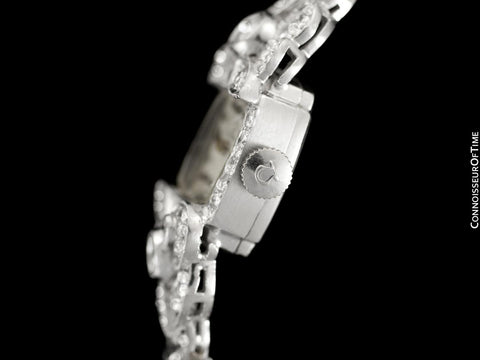 1950's Vintage Ladies Watch with Omega Movement - Platinum, over 3.5 Carats of Diamonds