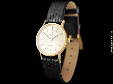 1979 Omega De Ville Vintage Ladies Dress Watch with Peach Dial - 18K Gold Plated & Stainless Steel