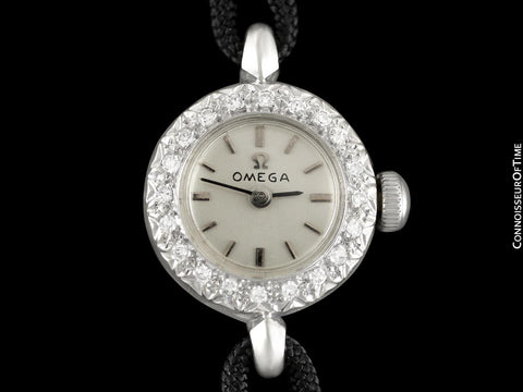 1967 Omega Vintage Ladies Watch - 14K White Gold & Diamonds